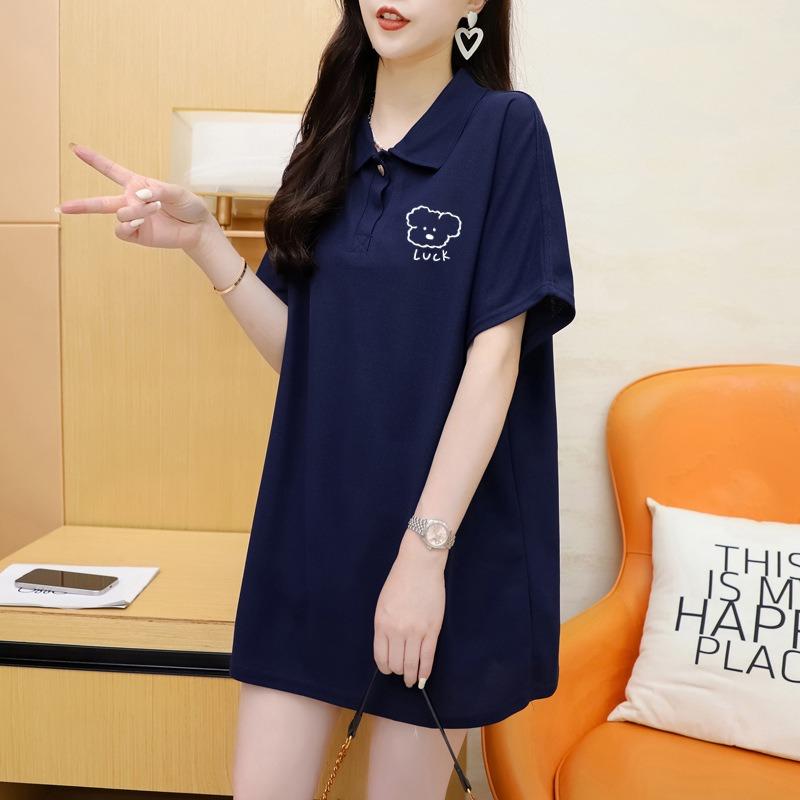 Plus Size Women's Polo Lapel Short Sleeved Loose Top