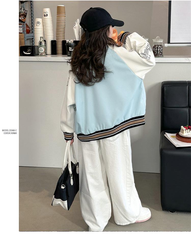 Girls' Autumn & Spring Casual Baseball Jacket - 2025 Fashion Style for Big Kids