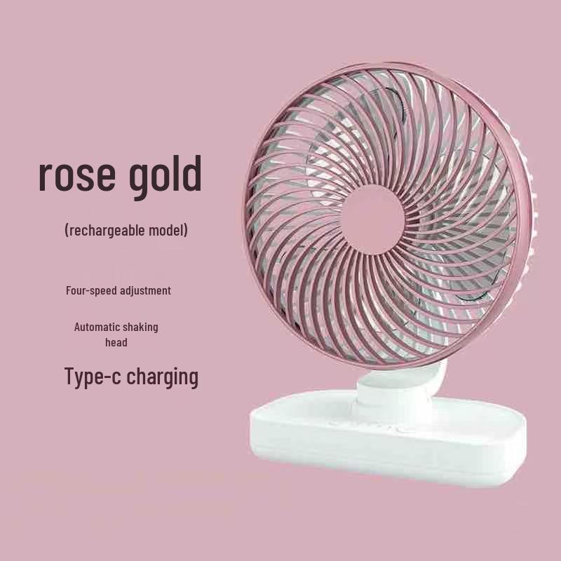 

Portable Desktop Mini Fan: Large Airflow, Oscillating, Long Battery Life, Small USB Electric Fan for Office Use Long battery life 6-8 hours рожевий колір золота