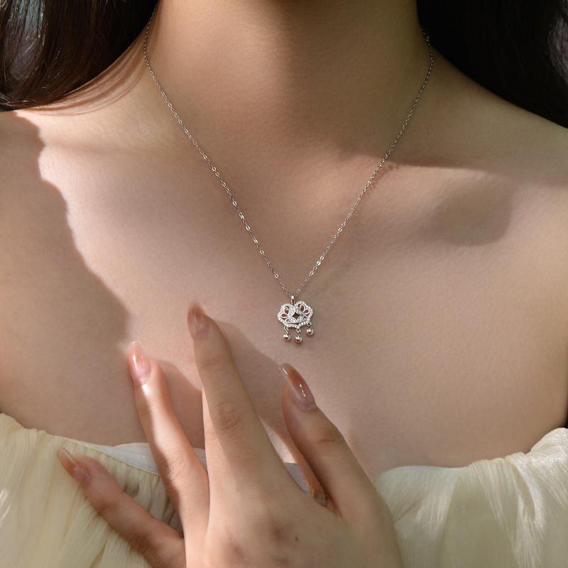 Copper Coin Safety Lock Necklace, Light Luxury, High Grade, Chinese Style Neckwear, Exquisite Temperament, Clawbone Chain, Female