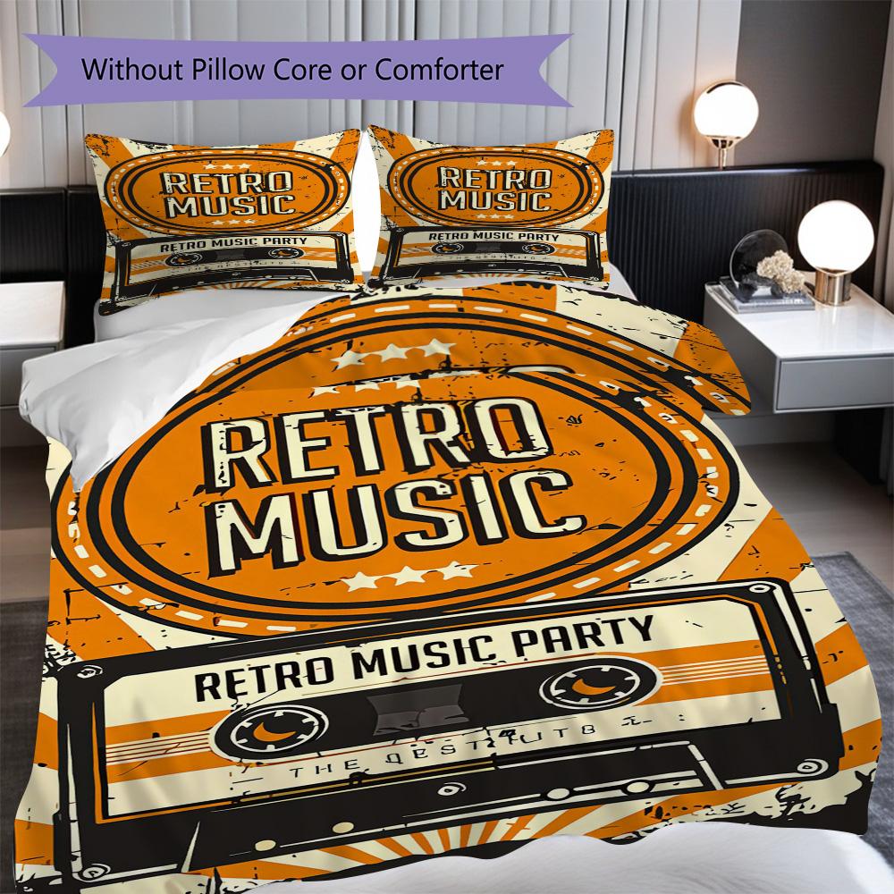 1PC Music, Guitar Theme Bedding Quilt Set Quilt Cover Pillowcase Home Decoration Birthday Gift (1 * Duvet Cover + 2 * Pillowcase, Without Core)