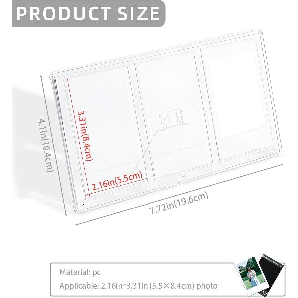 Mini Picture Frame for 2x3 Films, 3 Grid Clear Table Photo Frame for Mini Photo tant Film
