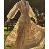 Summer Spring Women Long Sleeve Maxi Party Vestido V-neck Lace Embroidery Elegant Evening Wedding Bridesmaids Dress Shirt