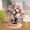 Swing Tree Panda Couple Table Decor - Cute Heart-Shaped Panda Sculpture with Cherry Blossoms & Swing, -Inspired Desktop Ornament, Nurseries, Home Desk