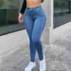 Calças Jeans Skinny de Cintura Alta Slim Fit Moda Transfronteiriça Feminina 2026