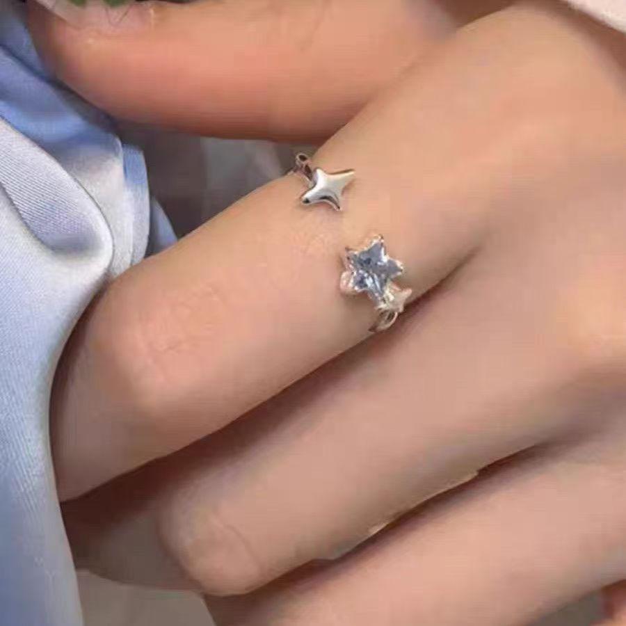 Blue Star Light Luxury Open Ring for Women – High-End Craftsmanship and Versatile Design