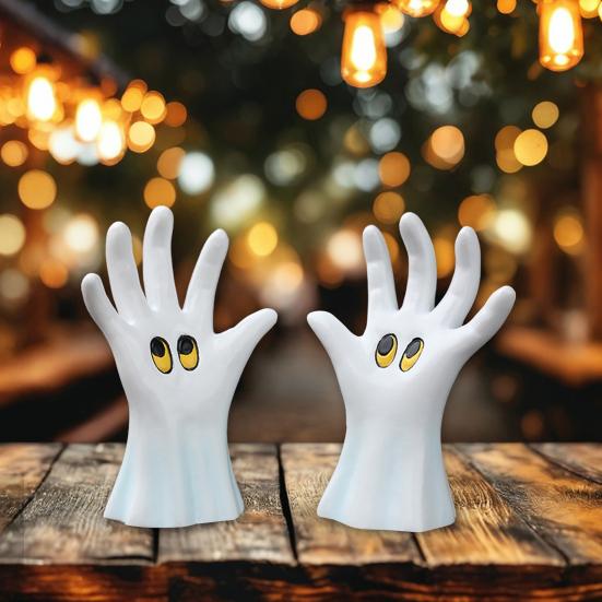 1 Pair Hand Ghost Statues Gothic Desktop Spooky Hand Figurines Resin Ornaments Home for Halloween