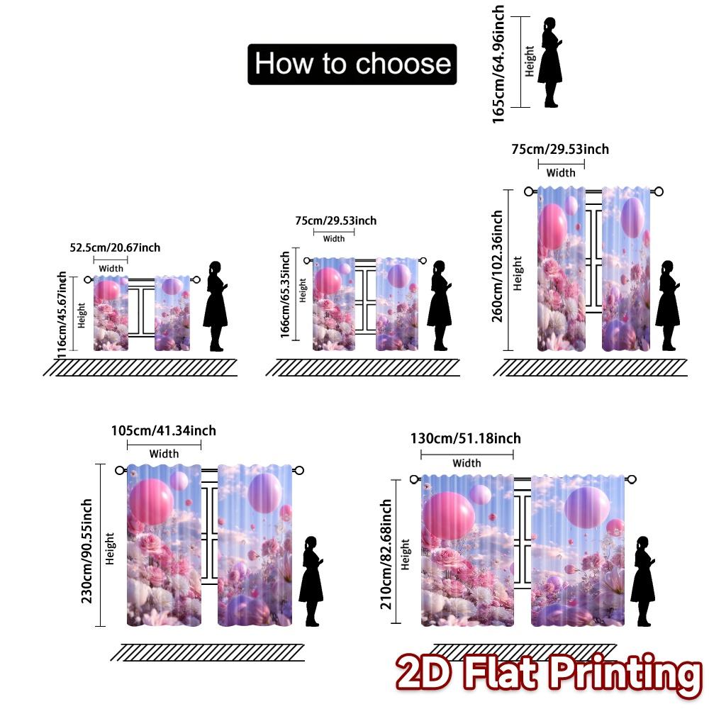 Flat Printing Curtains Without Rod Blossomdreams Chic Curtain Durable Polyester Room Decor Living Set Of 2 Made