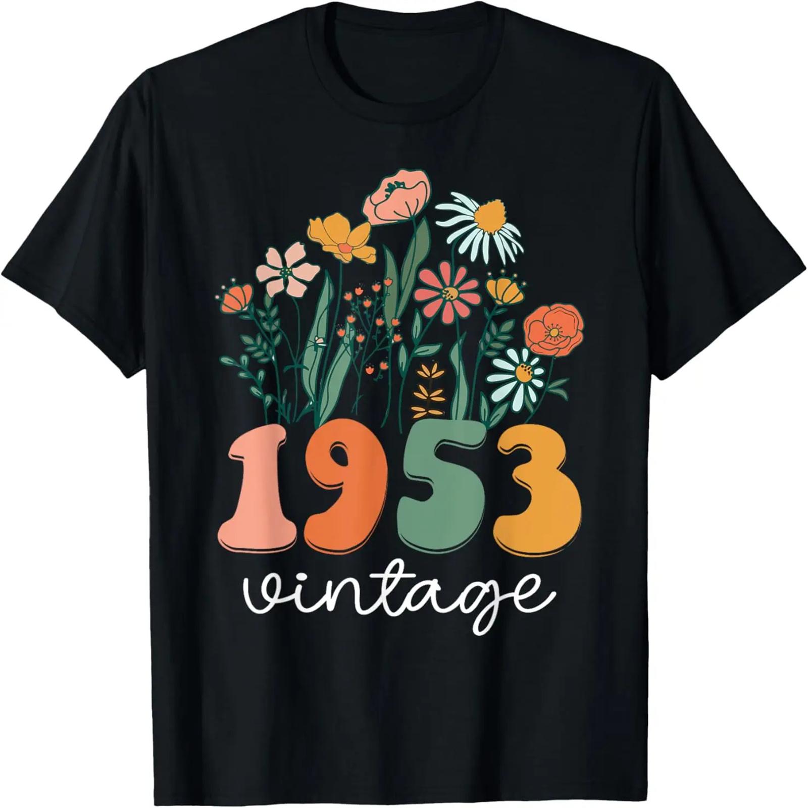 71 Years Old Vintage 1953 71st Women Birthday Wildflower T-Shirt S
