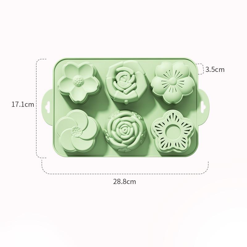 Silicone Cake Mold 3D, Food Grade, 6-Cavity Household Baking Mold