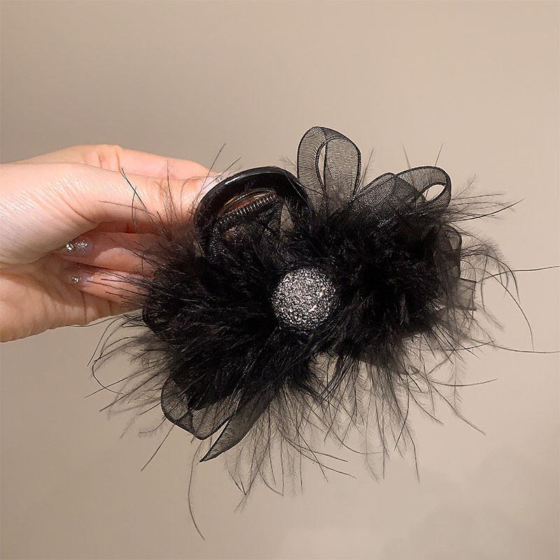 Flower Feather Girls Puffy Hair Claw Rope For Women Simple Temperament Scrunchies Ladies Hair Accessories