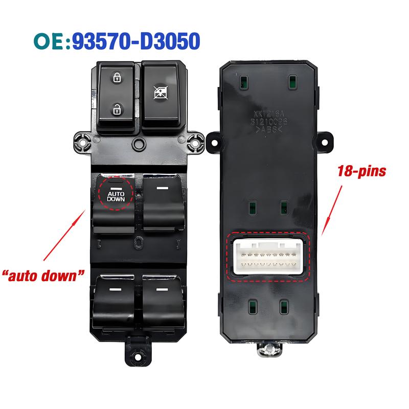 93570-D3050 93570D3050 For Hyundai Tucson 2016 2017 2018 ,Front Left Electric Power Master Window Control Switch Button