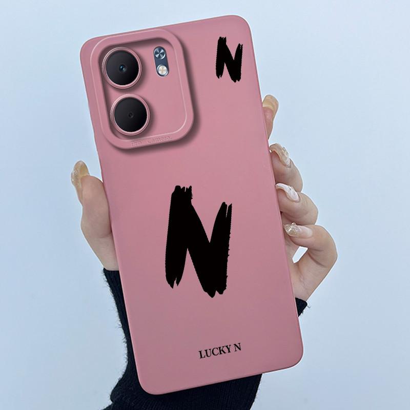 For OPPO A5x CPH2725 Cover Case Lucky Initial Letter Couple Silicone Soft Matte Phone Bumper for Oppo A5x 4G 5G 2025 Casing