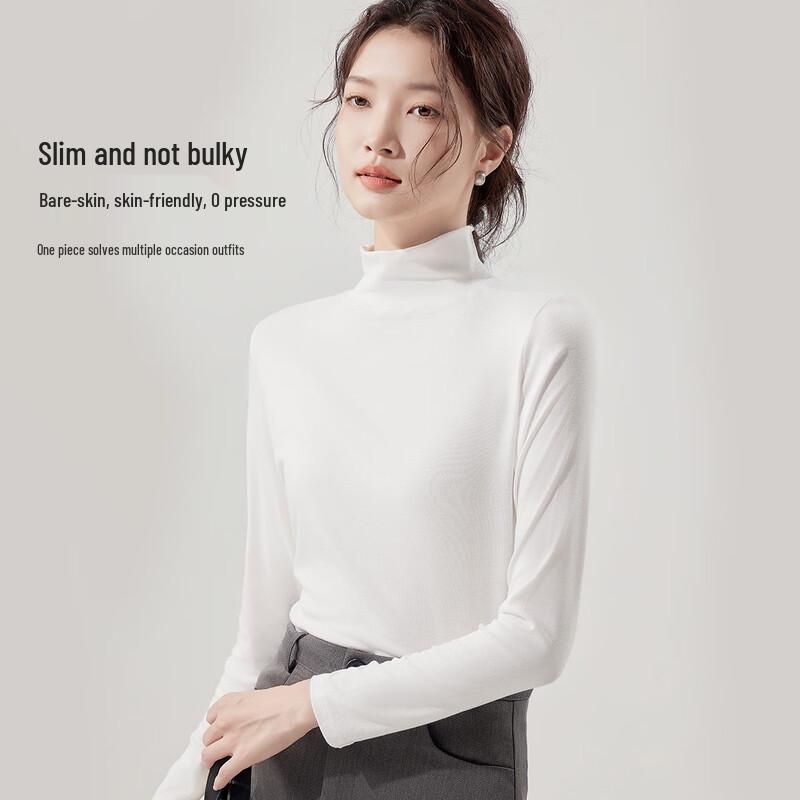 Women's Thermal Wool Silk Semi-High Neck Base Layer Top