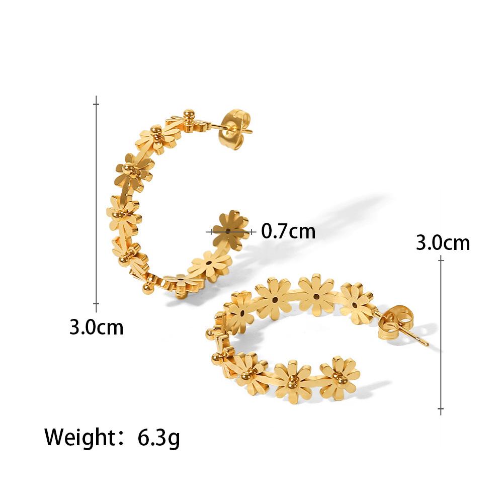  Stainless Steel Metal Flower Stud Earrings Rust Proof 18K Gold PVD Plated Prevent Allergy Trendy Attractive Jewelry Accesso