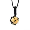 Hand-Woven Crystal Rough Stone Natural Stone Black Mesh Pocket Necklace Mesh Pocket Sweater Chain N702