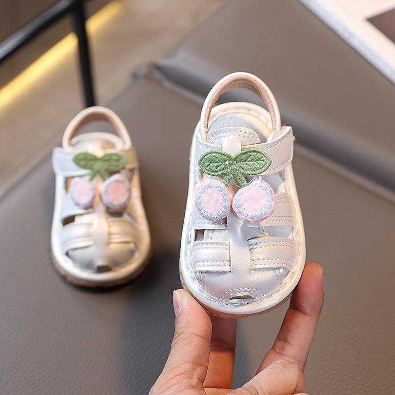 Baby Girl Summer Cherry Princess Squeaky Sandals - Soft Sole, Non-slip Toddler Shoes