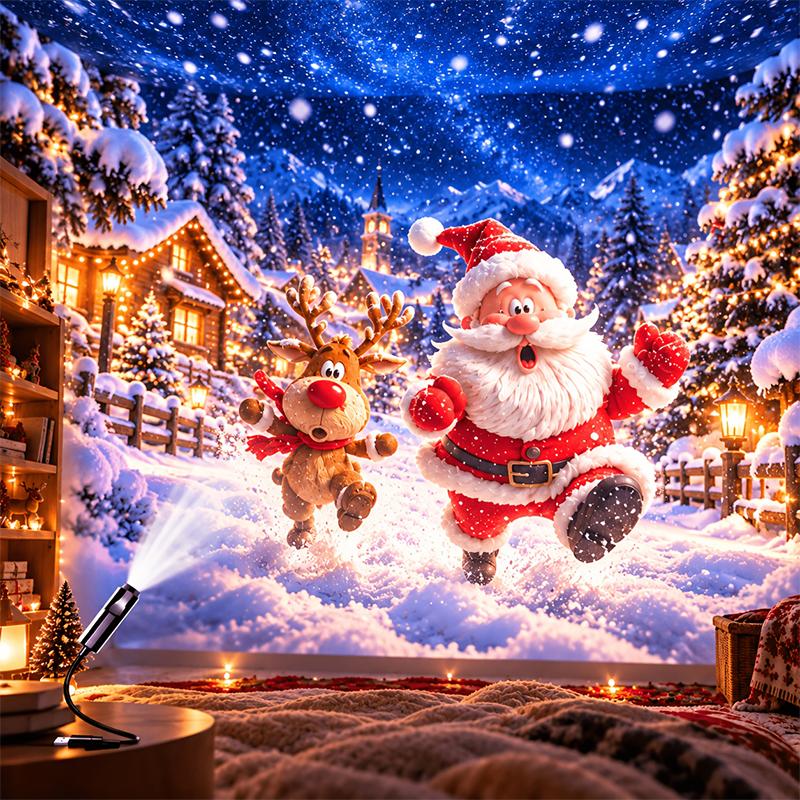 Usb Christmas Projector Light 12 Patterns Xmas Projection Lamp Flexible Gooseneck For Home Party Bedroom Decor Ambience Lighting