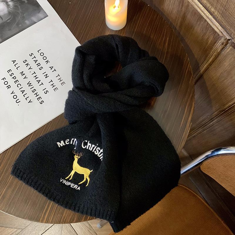 Christmas gift deer cashmere scarf women's winter new atmosphere warm thickened cold and windproof scarf