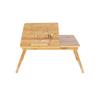 SONGMICS Bamboo Laptop Desk, Foldable Bed Table, Height Adjustable Sofa Tray, with 5 Tilting Angles, Air Holes, Small Drawer, 55 X 35 X (21 - 29) Cm