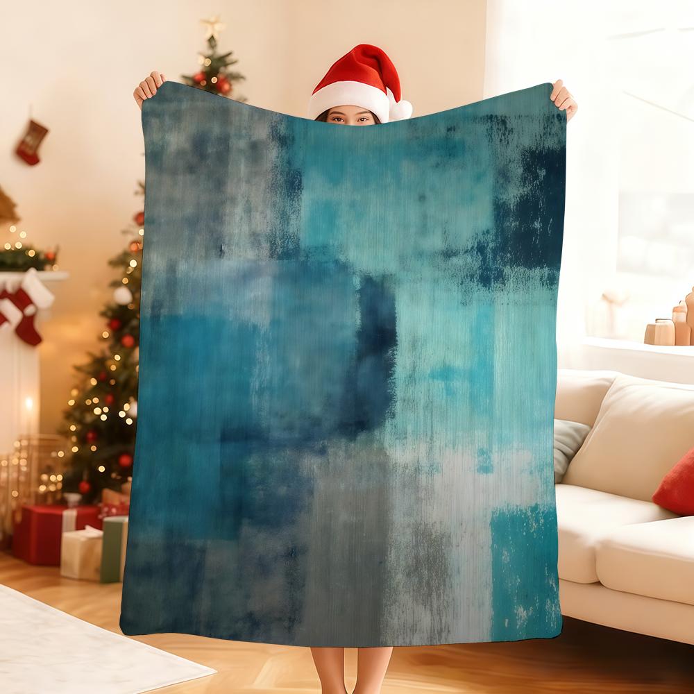 Dark Blue Abstract Lines and Color Blocks Blanket Soft Throw Blanket for Home Bedroom Bed Sofa Picnic Travel Office Blanket Gift