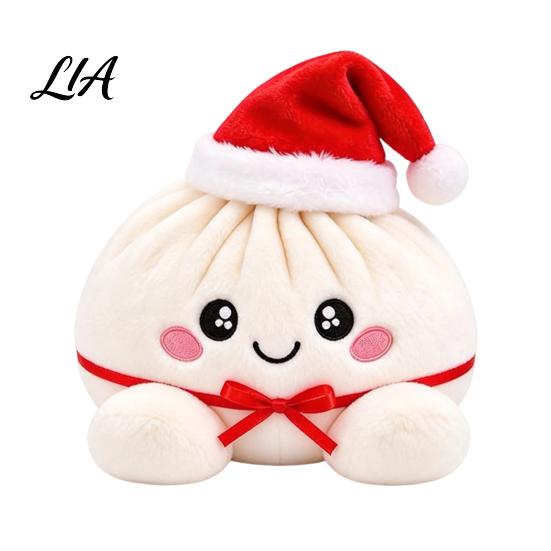 Plush Dumpling with Legs Stress Relief Toy Steamer, Stuffed Smiling Reducing Desk Accessories Squeeze Toy, Cartoon Plushie for Kids Adults Desktop