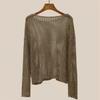 Women's Hollow Knitted Tops With See,through Collar And Thin Sweaters