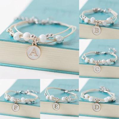 Fashion Ceramic Beaded Letter Charm Bracelet For Women A-Z Letter Alphabet Initial Name Braided Bracelets Girls Birthday Jewelry