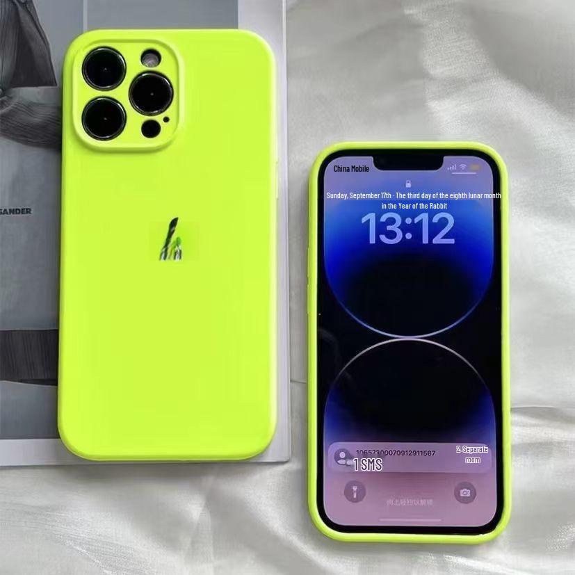 Einfarbiges weiches Silikoncase, stoßfest für iPhone 12/13/14/15 & 16 Pro Max - Unisex