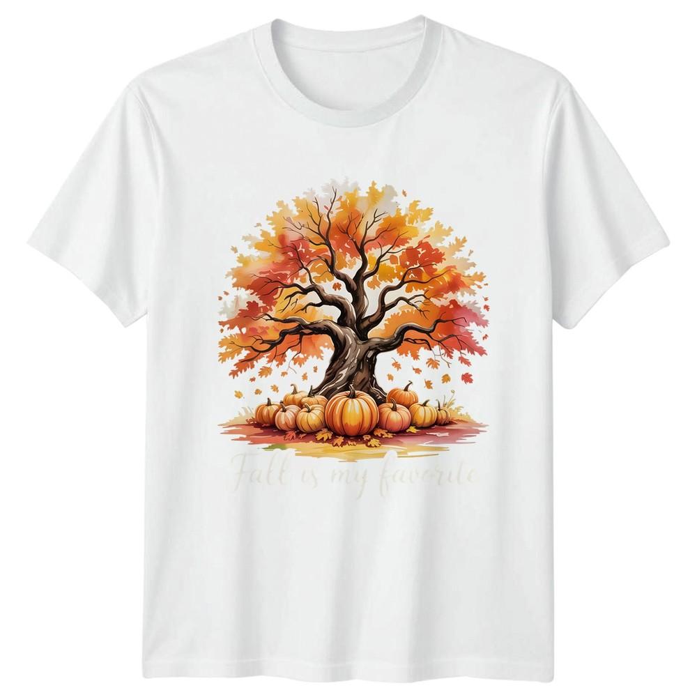 Fall Is My Favorite Autumn Tree Pumpkins Unisexs TShirt Unisexs Tee Graphic Shirt S