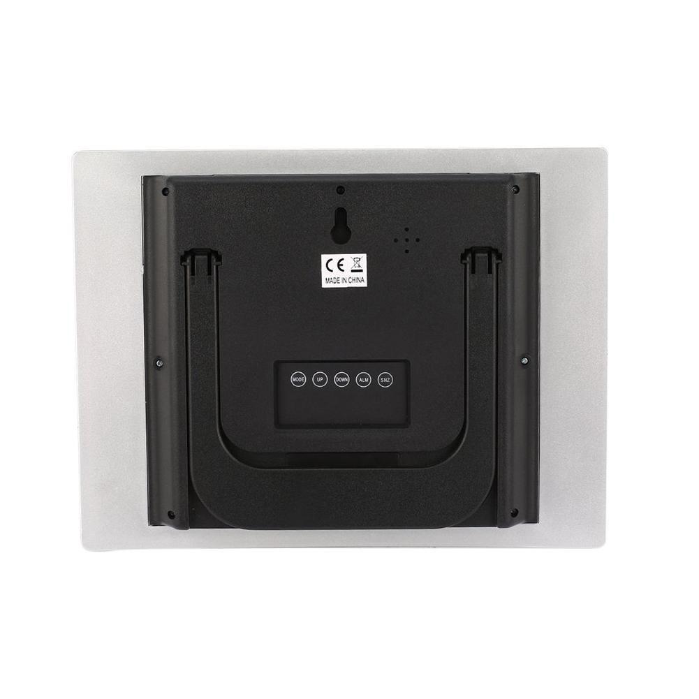 Digital LCD Home Office Decor Wall Clock Indoor Temperature Metal Wall Clock Day Wall Clock Bathroom Wall Clock