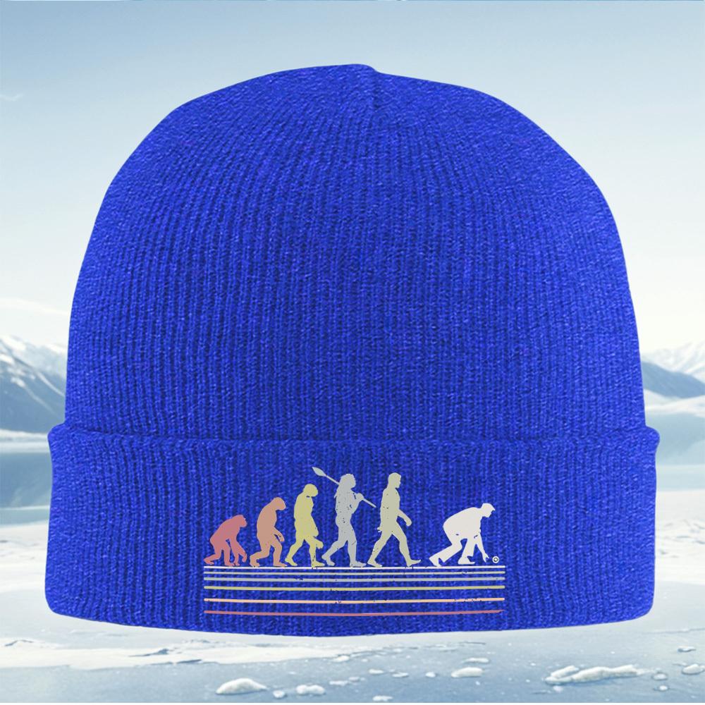Evolution Humans Lawn Bowling Game Men Women Unisex Knitted Hat Beanie Pullover Cap Winter Thermal Warm Christmas Outdoor Cyclin