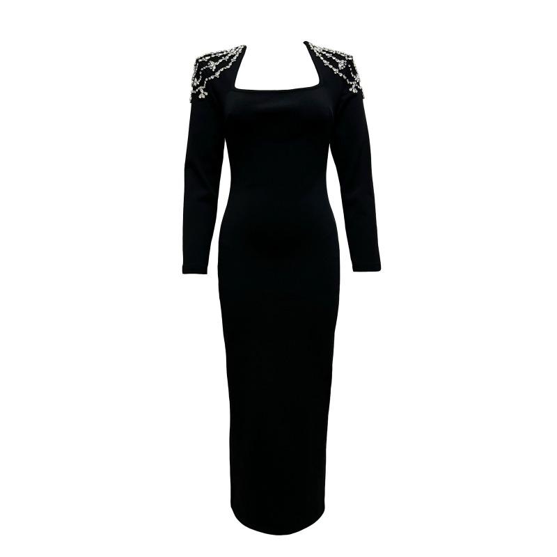 New Fashion Long Sleeve Diamond Bandage Dress Autumn Slim Dress Party Evening Dress Banquet