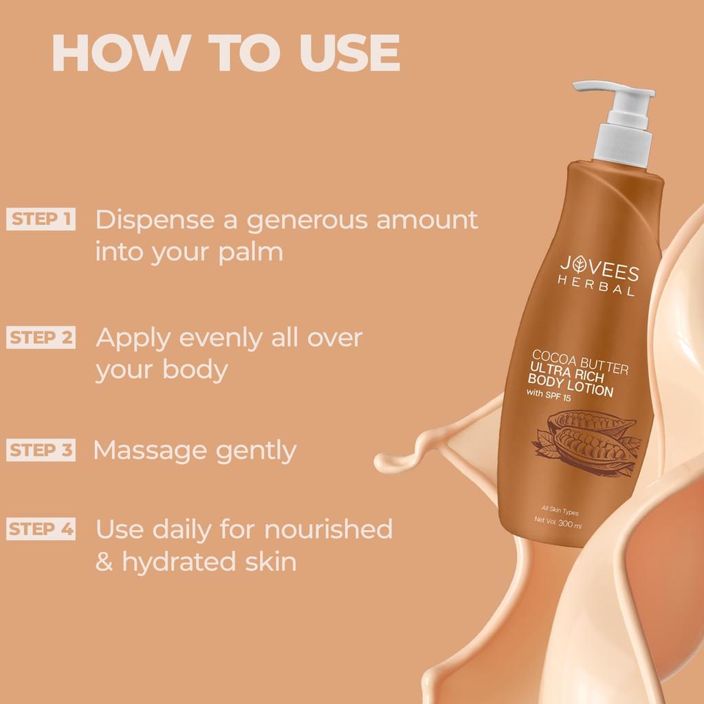 Jovees Cocoa Butter Body Lotion 300ml Pack Of 1 Deep Moisturising Winter Skin Lotion For Very Dry Smooth Skin
