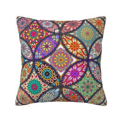 Benutzerdefinierte Arabische Indische Ethnische Florale Mandalas Kissenbezug 40*40cm Dekor Zuhause Kissenbezug Samt Polyester Kissenbezug