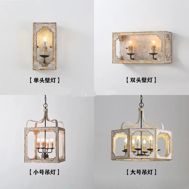 Creative Retro American Countryside Chandelier Lamp French Solid Wood Vintage Living Room Dining Room Kitchen Decor Pendant lamp