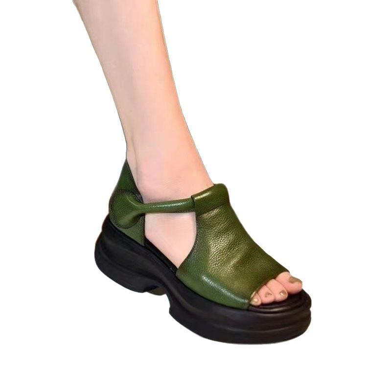 Thick-soled heightening bag head sandals, new summer wear with skirts, casual beach Roman sandals