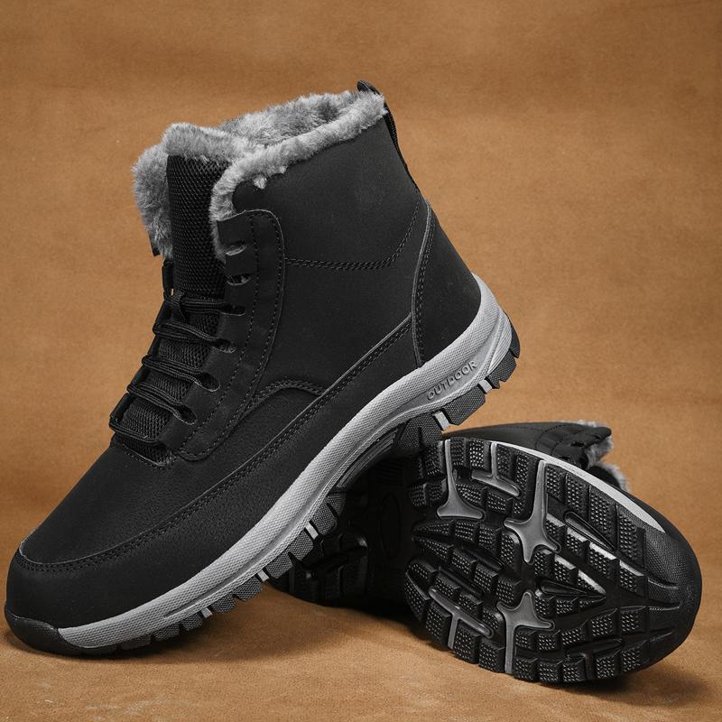 Fashion Winter Warm Snow Boots Outdoor Waterproof Plus Velvet Hiking Shoes for Men Fur Cold High Top Hombre Male Cotton Shoes