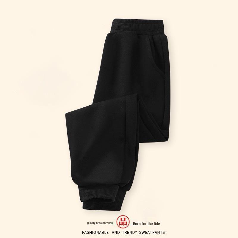 2025 Stylish Boys' and Girls' Solid Color Sweatpants with Ribbed Cuffs for Autumn and Winter