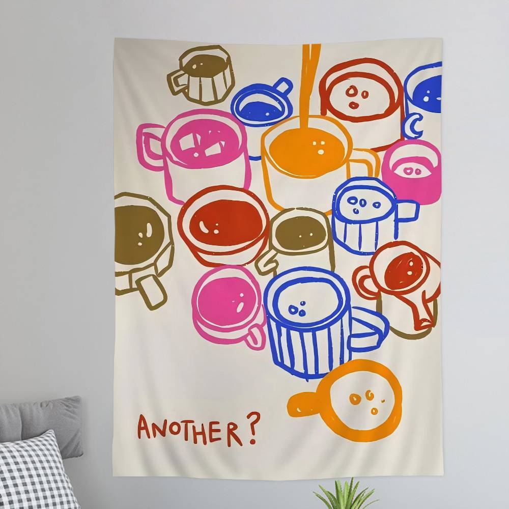 Bunte Linien Abstrakte FOOD und DRINK Tabelle Wandteppich Heimdekoration böhmische Dekoration Divination Wandbehang Heimdekor