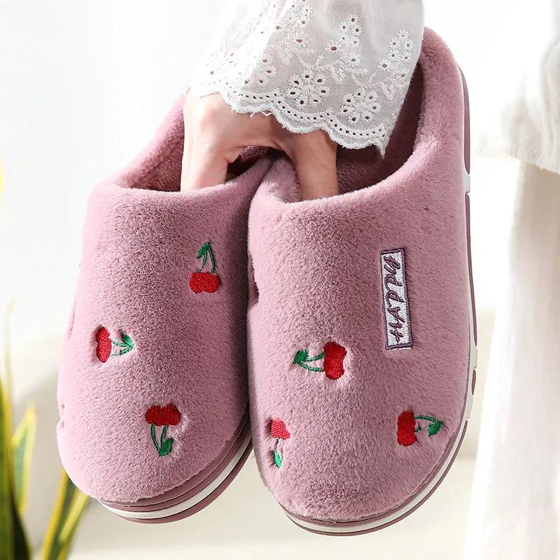 Autumn and Winter Warm Simple Plush Cotton Shoes Pure Cotton Slippers Indoor Non-slip Soft-soled Shoes