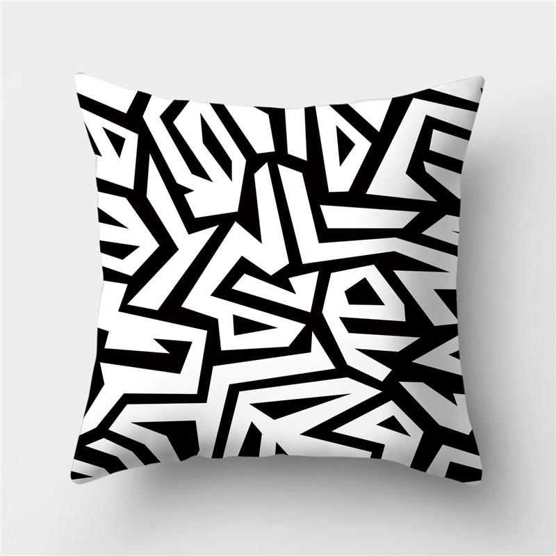 Black and White Geometric Stripe Pattern Pillowcase Home Living Room Sofa Decorative Cushion Cover Pillowcase