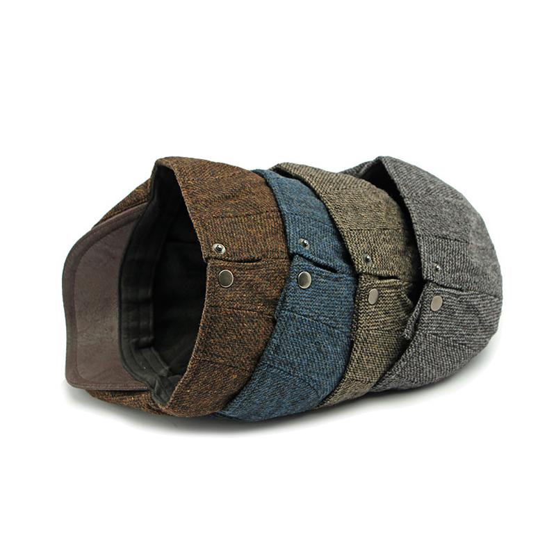 Contrast Color Wool Cotton Cap Autumn Winter Beret Retro Progressive Cap Thick Men's Peaked Cap