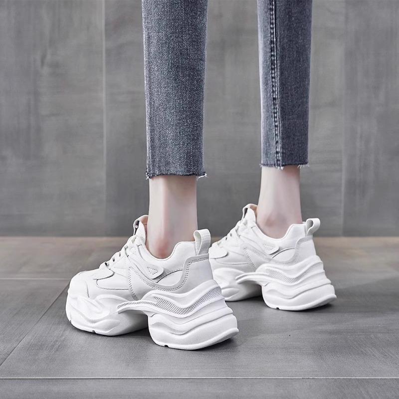 Leder Dicksohlige Erhöhende Kleine Papa Schuhe Damenschuhe Frühling und Sommer Neu Leichte Lässige Sportschuhe Damen