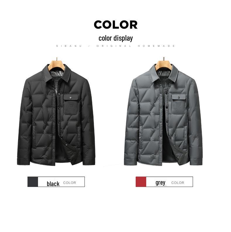 Men's 90% Down Winter Lapel Jacket - Warm, Windproof & Lightweight