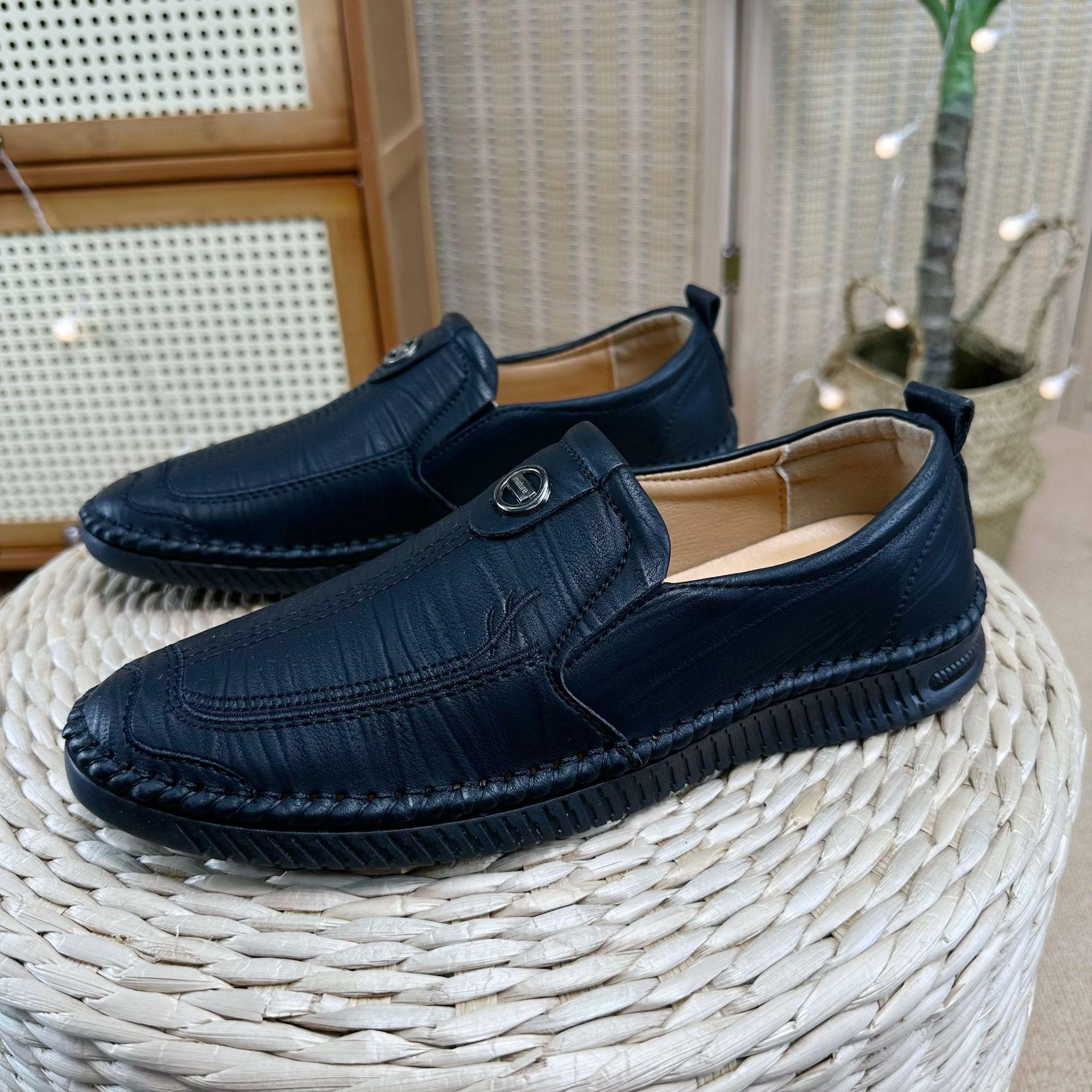 Men s shoes new soft leather soft-soled overshoes flat-soled men s casual leather shoes wholesale 38 чёрный