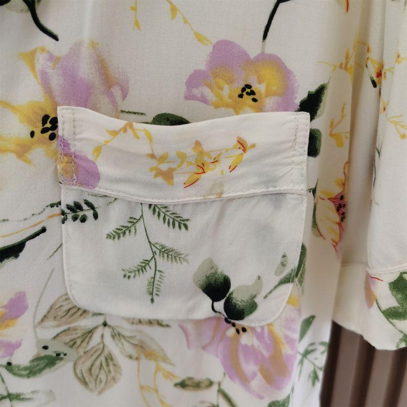 High Quality Cotton Silk Delicate and Soft Ladies Summer Short Sleeve Shorts Pajamas Sets Two-piece Set Can Be Outwear Pastoral Floral