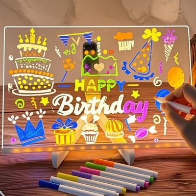 Lumiboard Led Çizim Tahtası(12 Renkli Kalem), 2025 Yeni Led Pano 3 Stil, Çizim Tahtası - Ofis Okul Ev için Ayarlanabilir Standlı