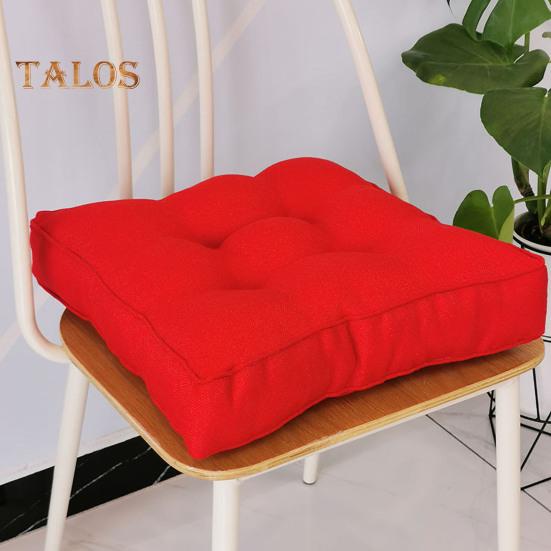 Solid Color Square Seat Cushion Breathable Cotton Linen Thickened High Elastic Padded Super Soft Home Office Chair Tatami Sofa Floor Sitting Mat Pad