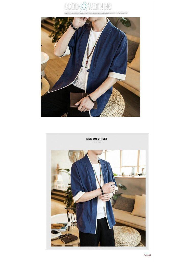 Herren Sommer Leinen Tang Anzug: Retro Chinesisches Kurzarm-T-Shirt mit Froschknöpfen